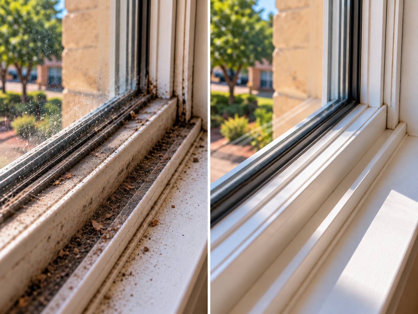 Before and after seal and track cleaning by Hydro Bexar